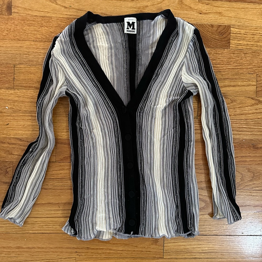 Missoni  top shirt button down sweater cardigan black and white small